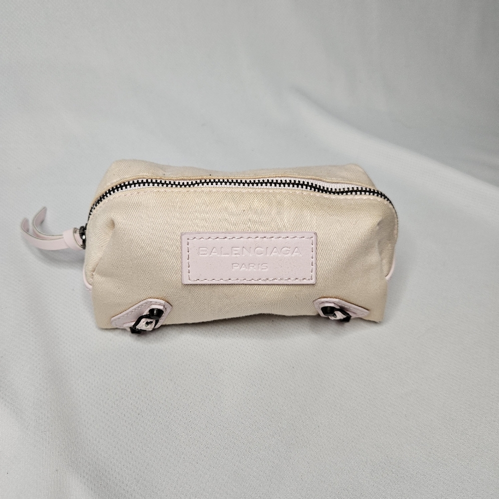 Balenciaga Cream & Pink Mini Cosmetic Pouch